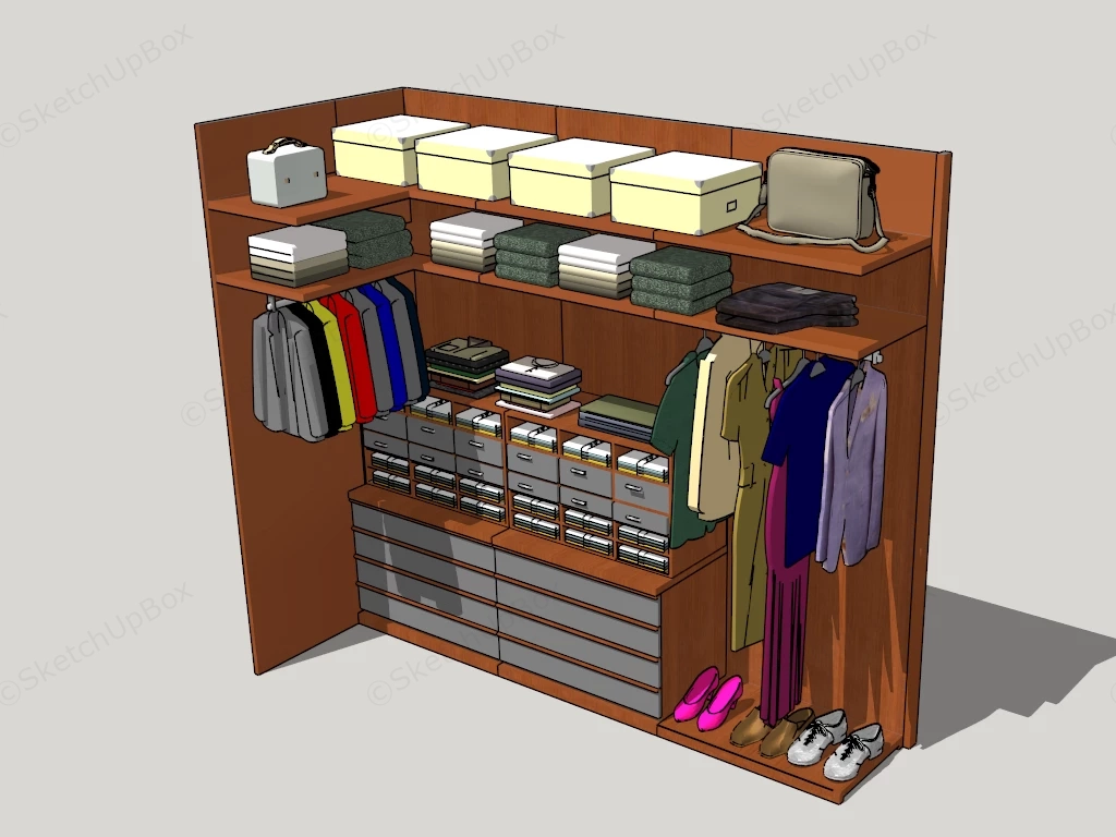 Open Wardrobe sketchup model preview - SketchupBox