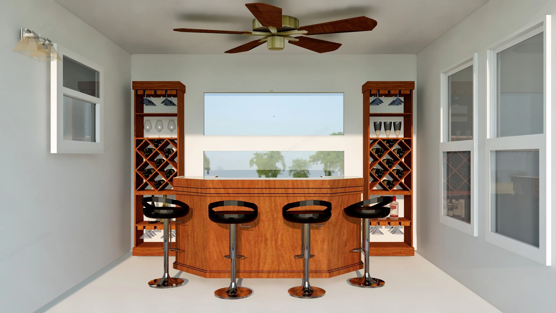 Home Bar With Wine Rack sketchup model preview - SketchupBox