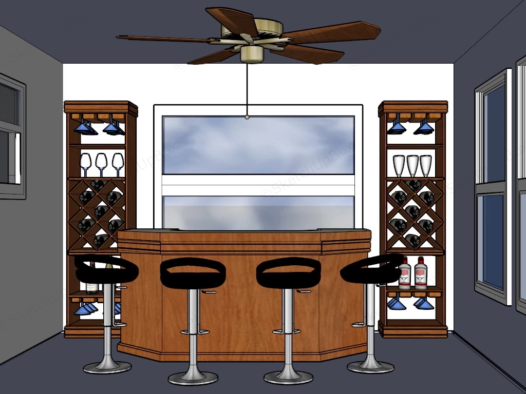 Home Bar With Wine Rack sketchup model preview - SketchupBox
