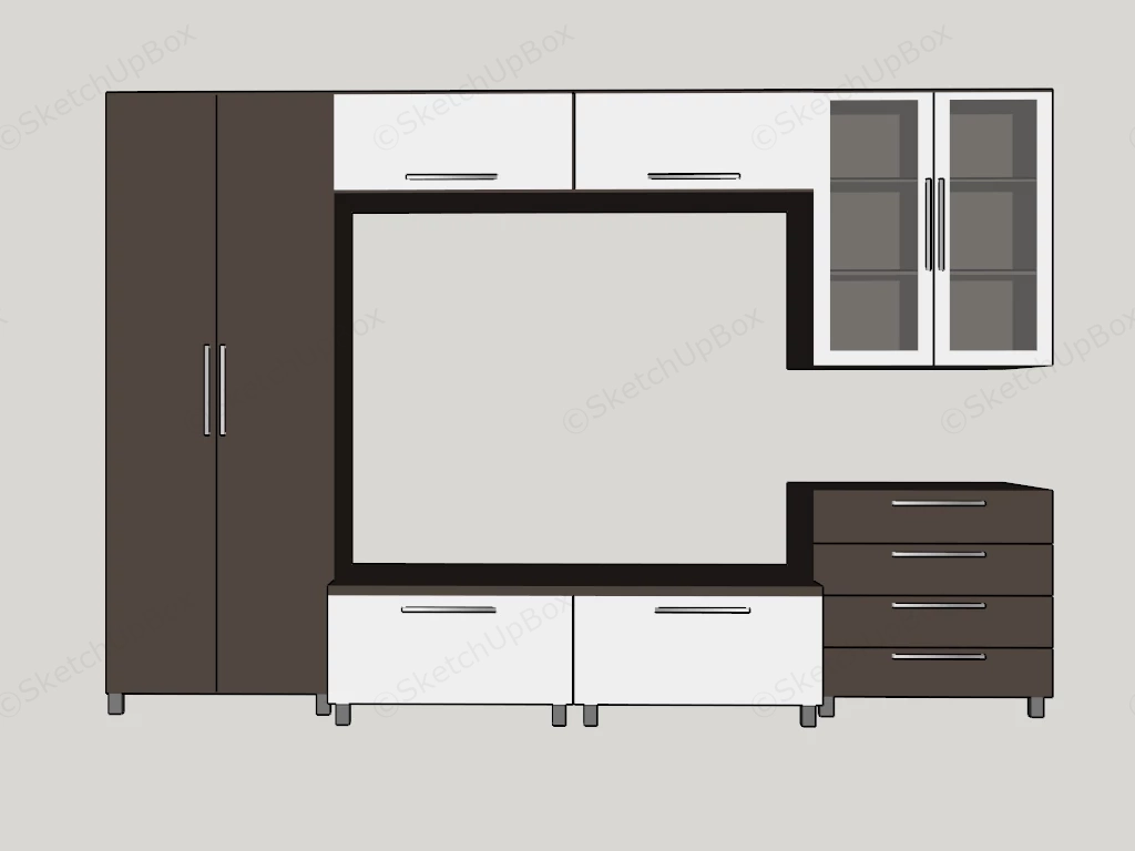 TV Unit Cabinet sketchup model preview - SketchupBox