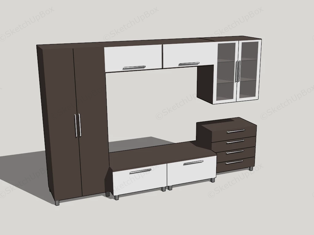 TV Unit Cabinet sketchup model preview - SketchupBox