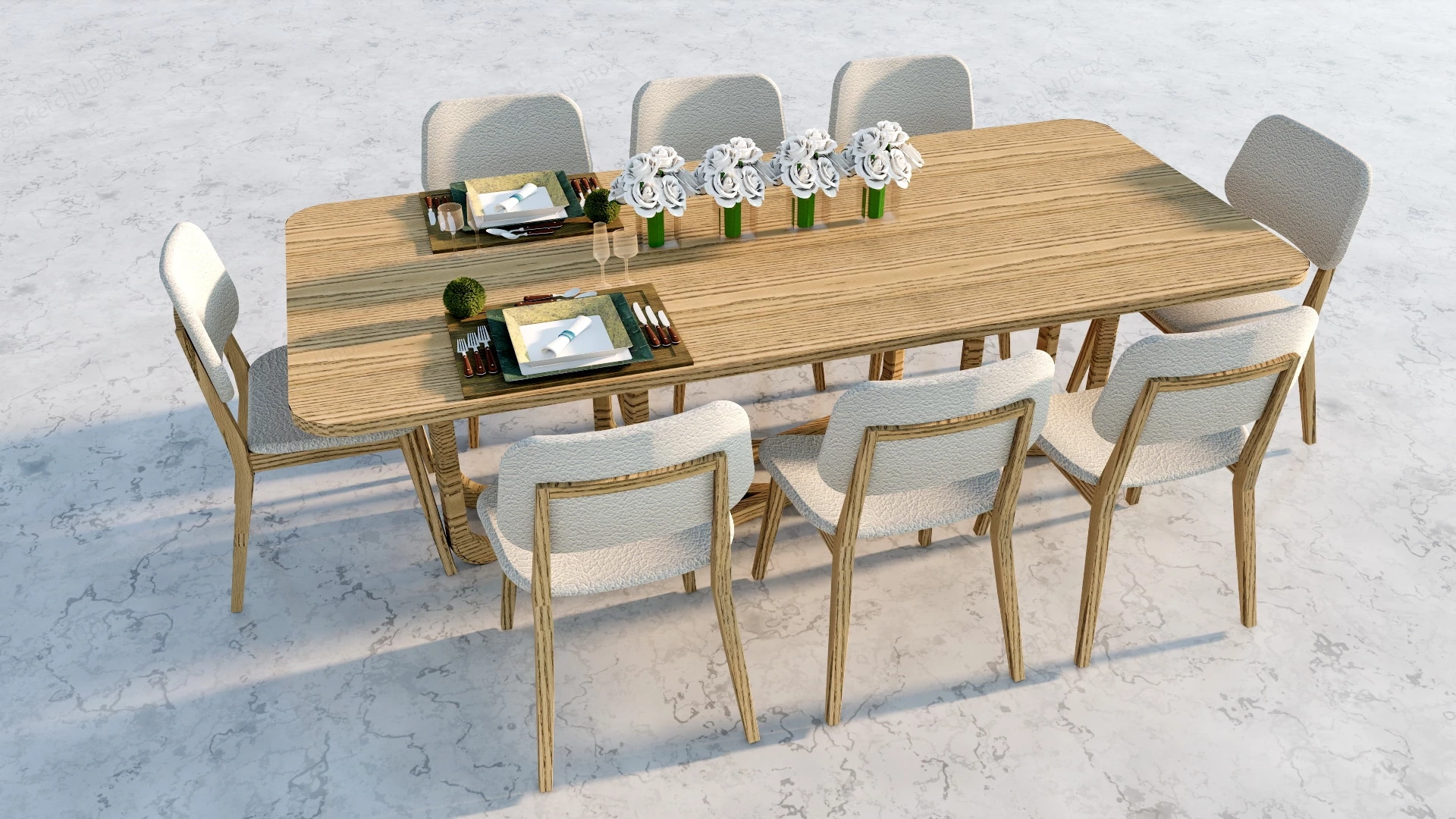 9 Piece Dining Room Set sketchup model preview - SketchupBox