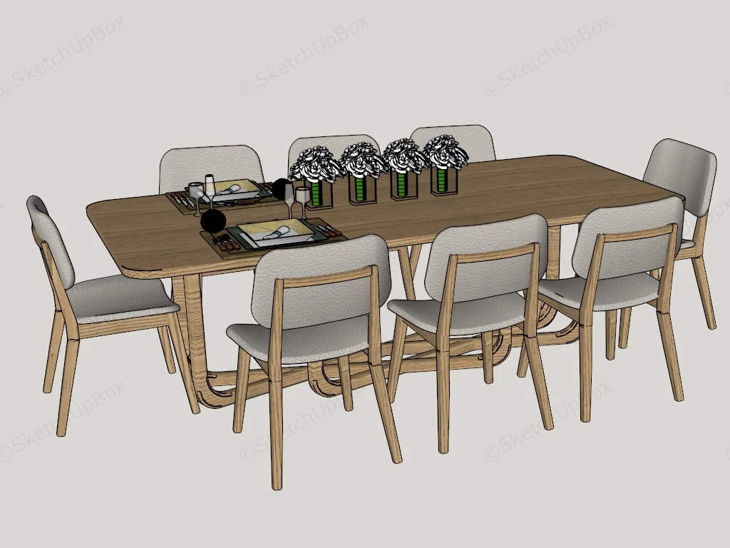 9 Piece Dining Room Set sketchup model preview - SketchupBox