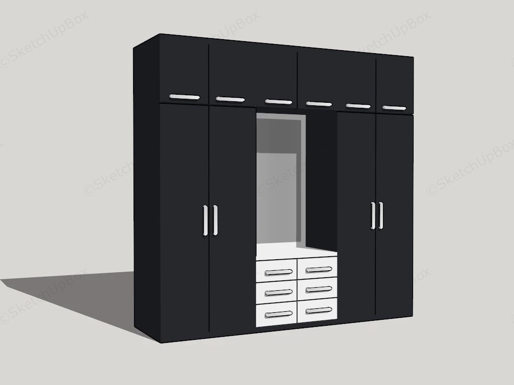 Black Armoire Wardrobe sketchup model preview - SketchupBox