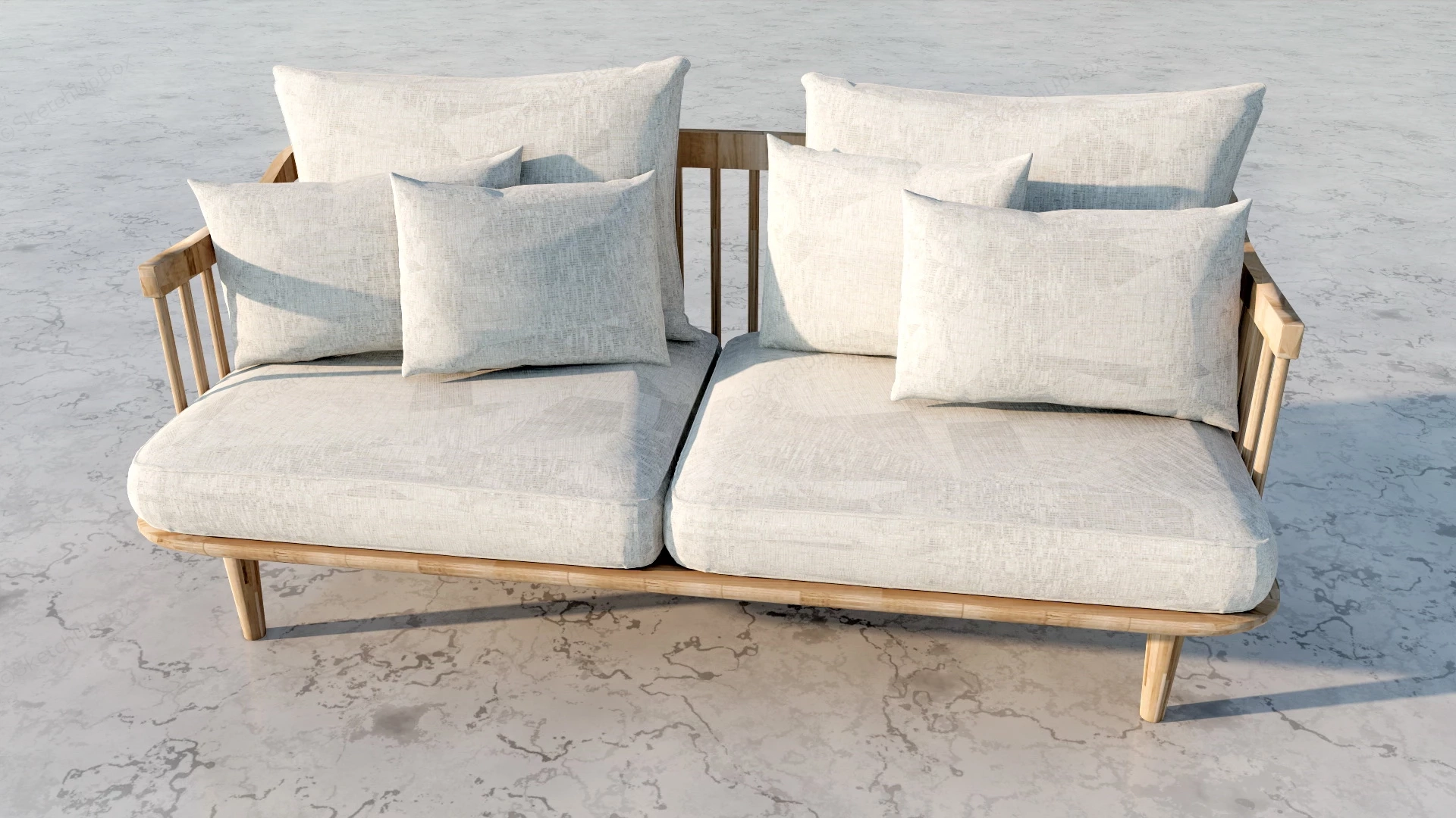 Wood Frame Loveseat Sofa sketchup model preview - SketchupBox
