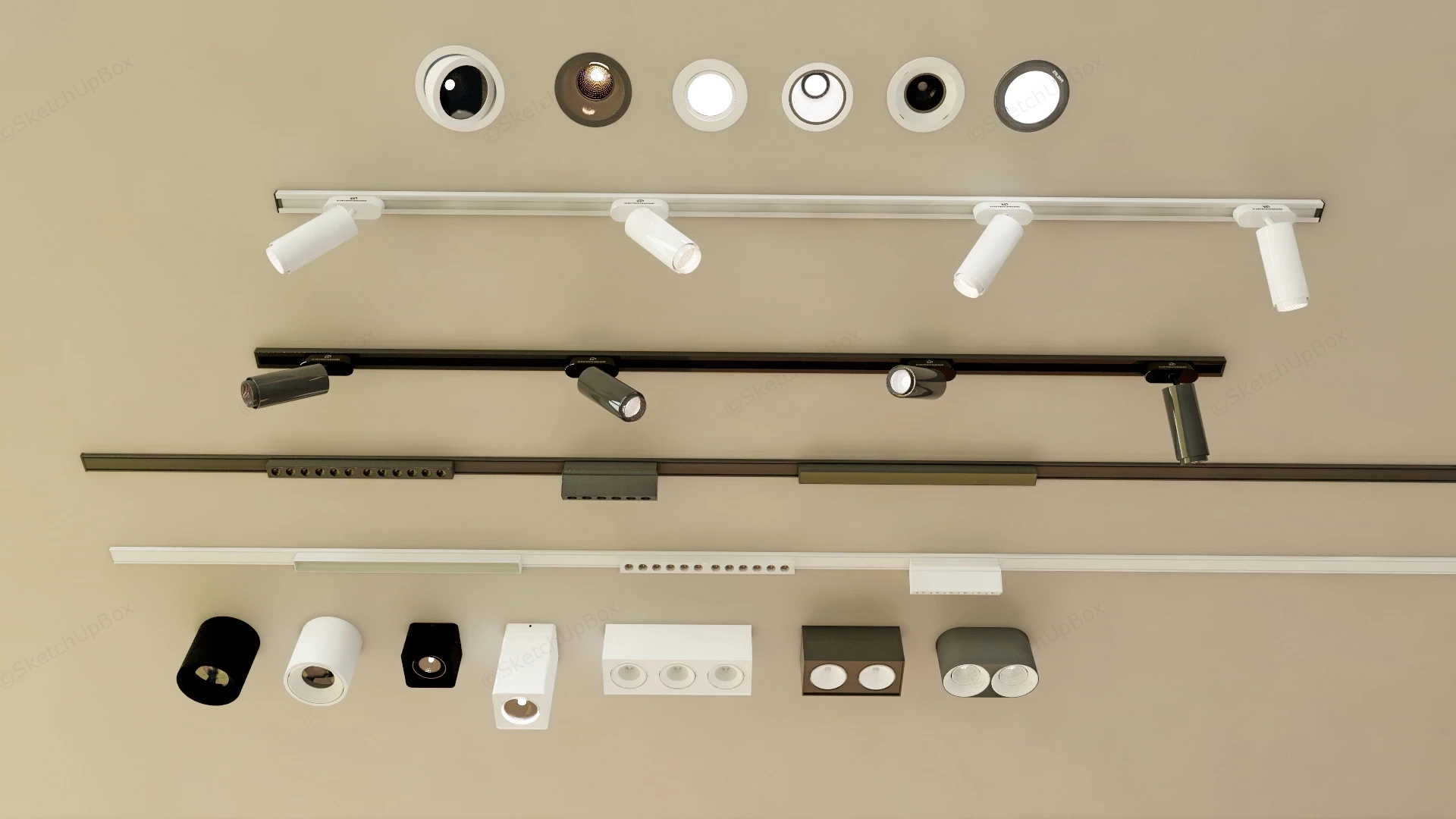 Modern Ceiling Spotlights sketchup model preview - SketchupBox