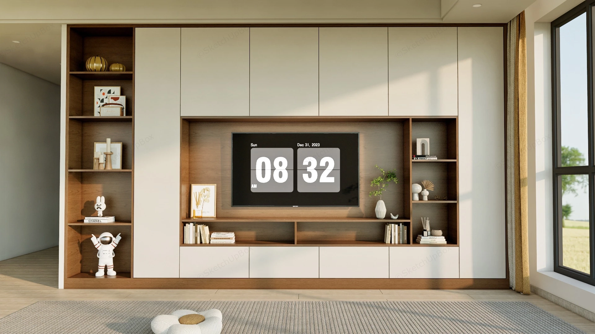 Modern Living Room Tv Wall sketchup model preview - SketchupBox