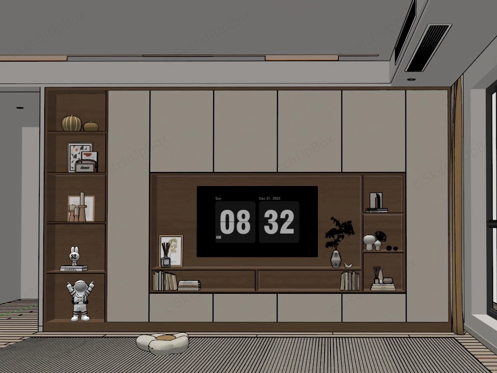 Modern Living Room Tv Wall sketchup model preview - SketchupBox
