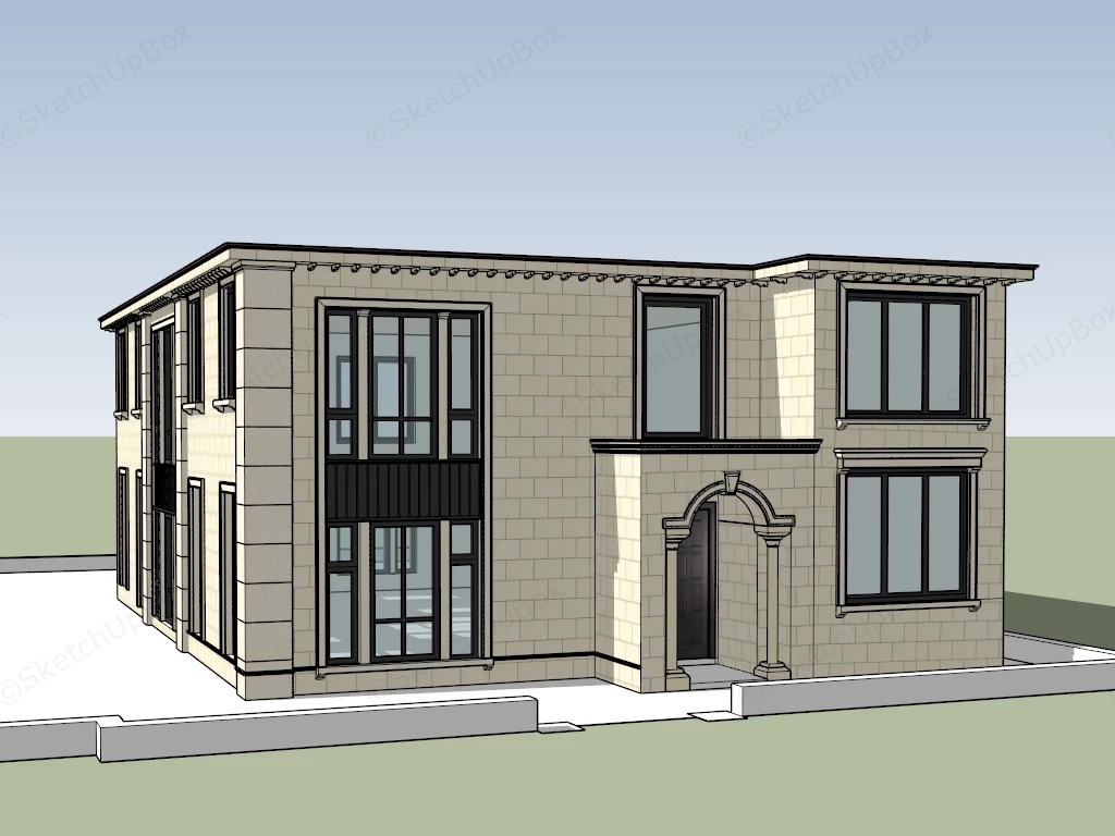 2 Story Prairie Style House sketchup model preview - SketchupBox