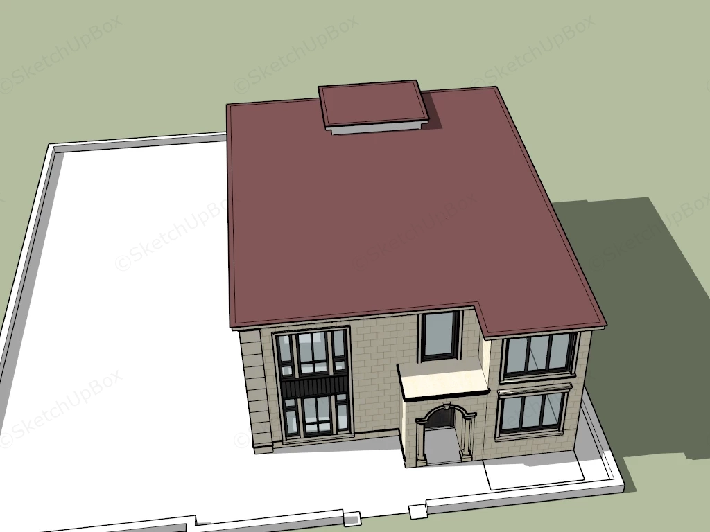 2 Story Prairie Style House sketchup model preview - SketchupBox