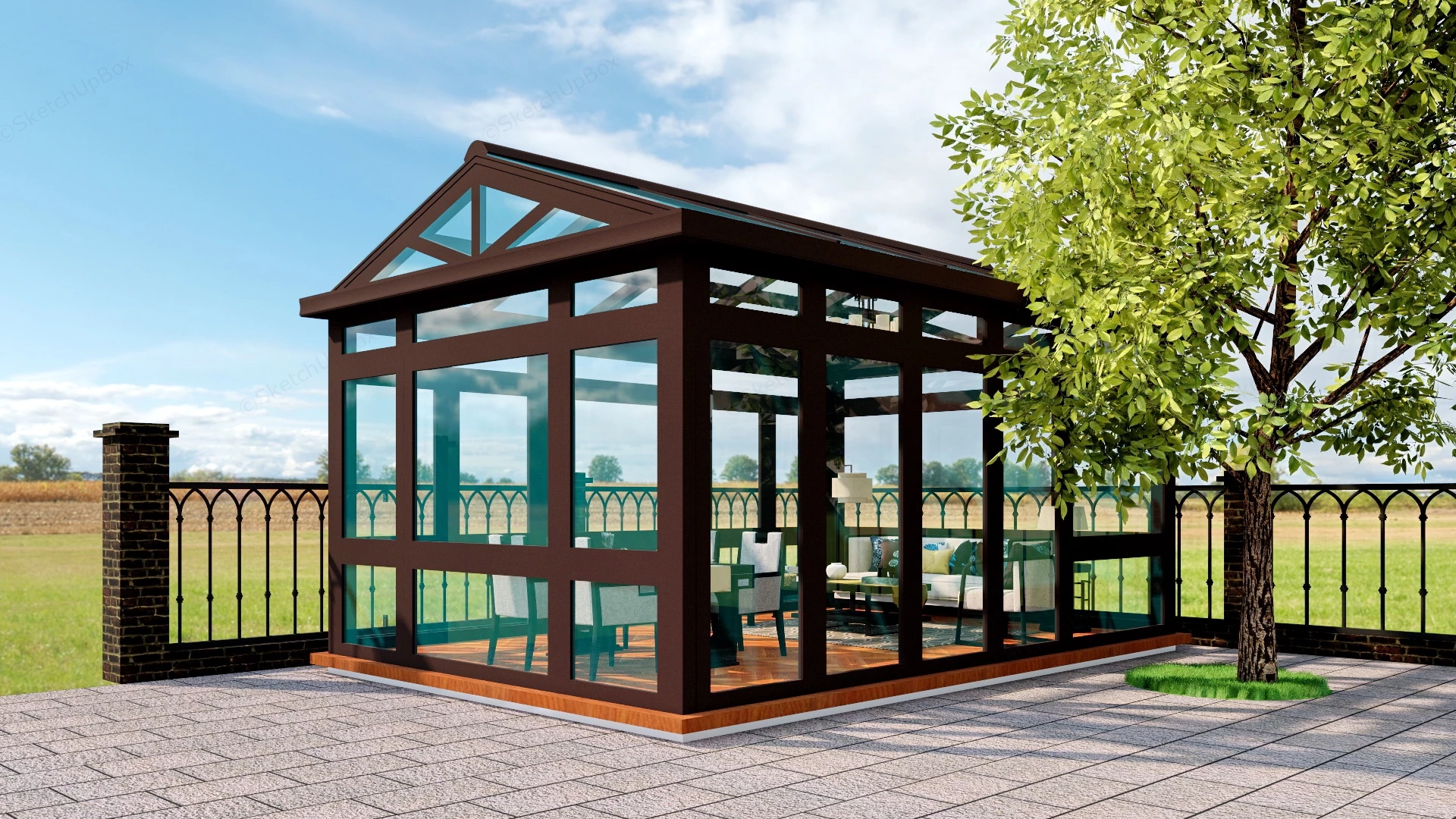 Free Standing SunRoom sketchup model preview - SketchupBox