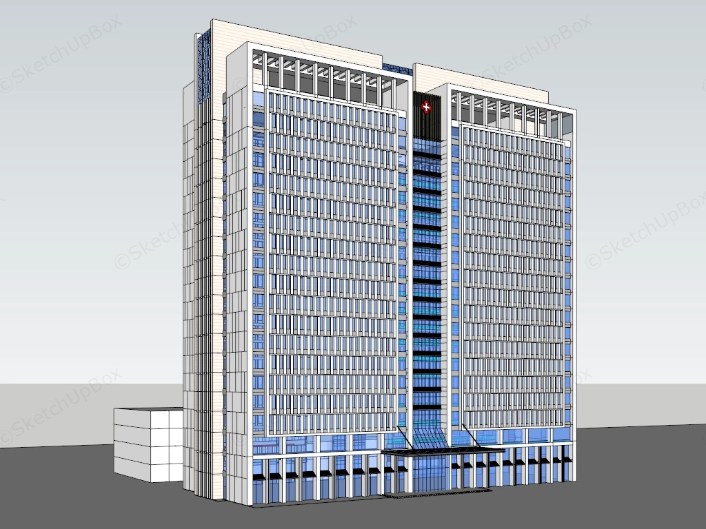 Modern Hospital Architecture sketchup model preview - SketchupBox