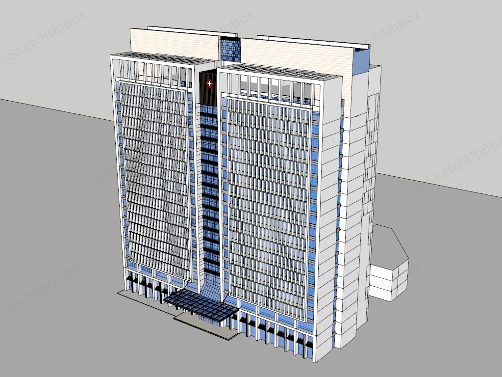 Modern Hospital Architecture sketchup model preview - SketchupBox