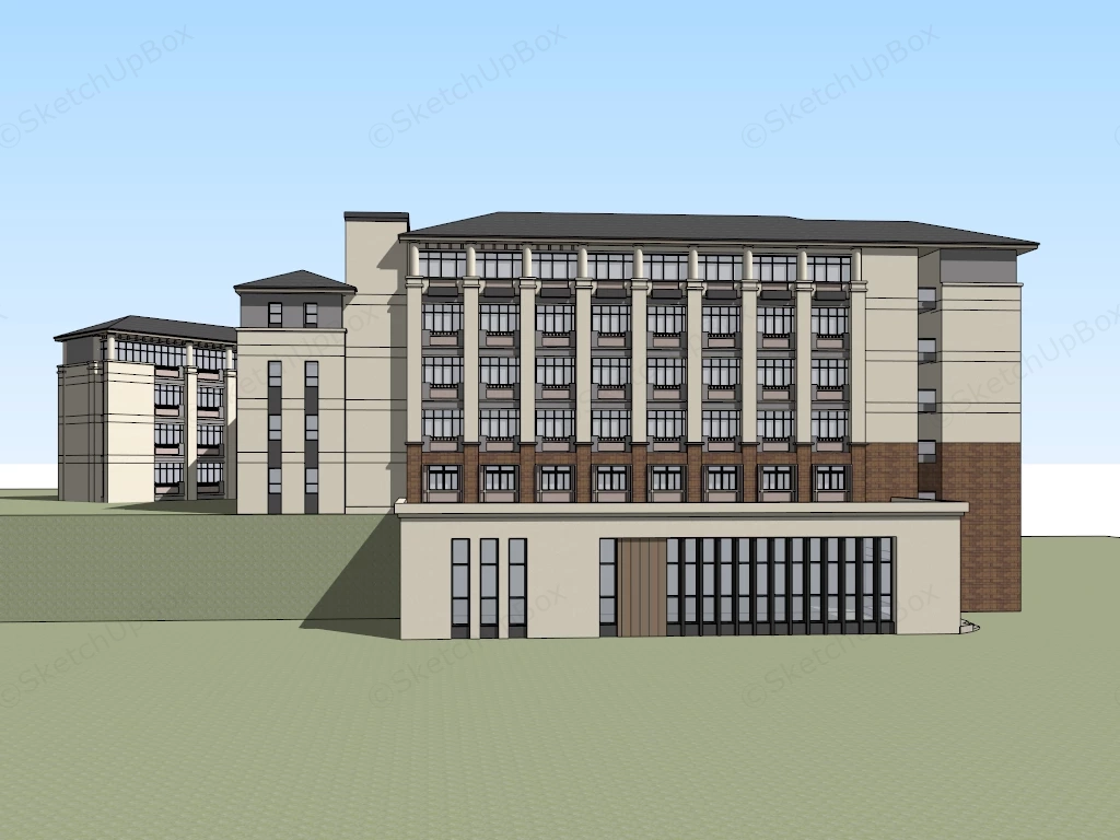 Classic Hotel Exterior Design sketchup model preview - SketchupBox