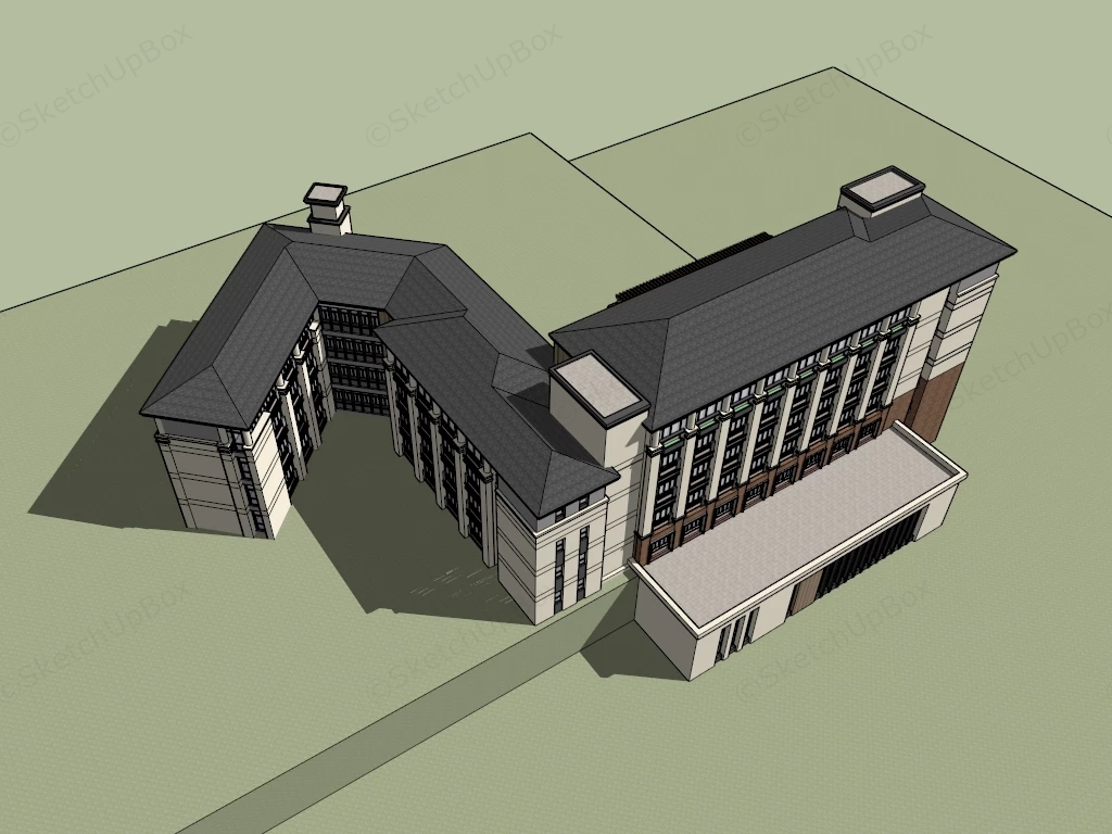 Classic Hotel Exterior Design sketchup model preview - SketchupBox