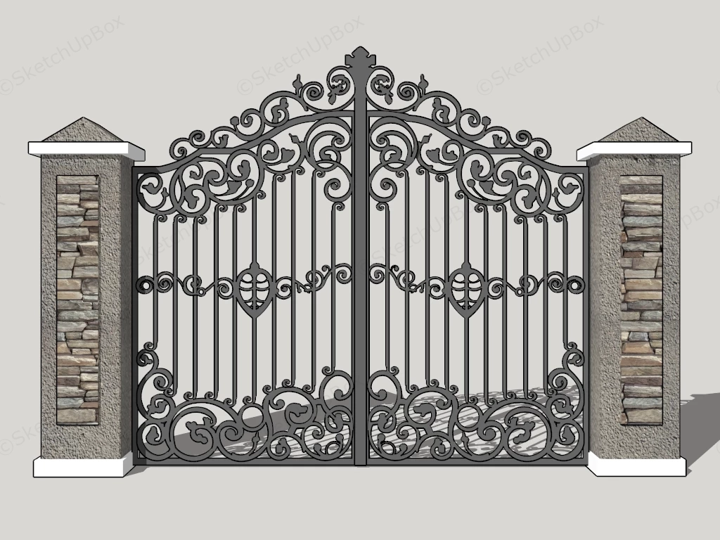 Vintage Wrought Iron Gate sketchup model preview - SketchupBox