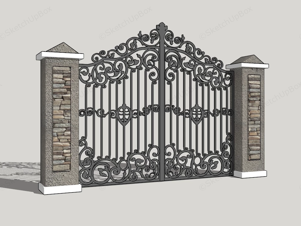 Vintage Wrought Iron Gate sketchup model preview - SketchupBox