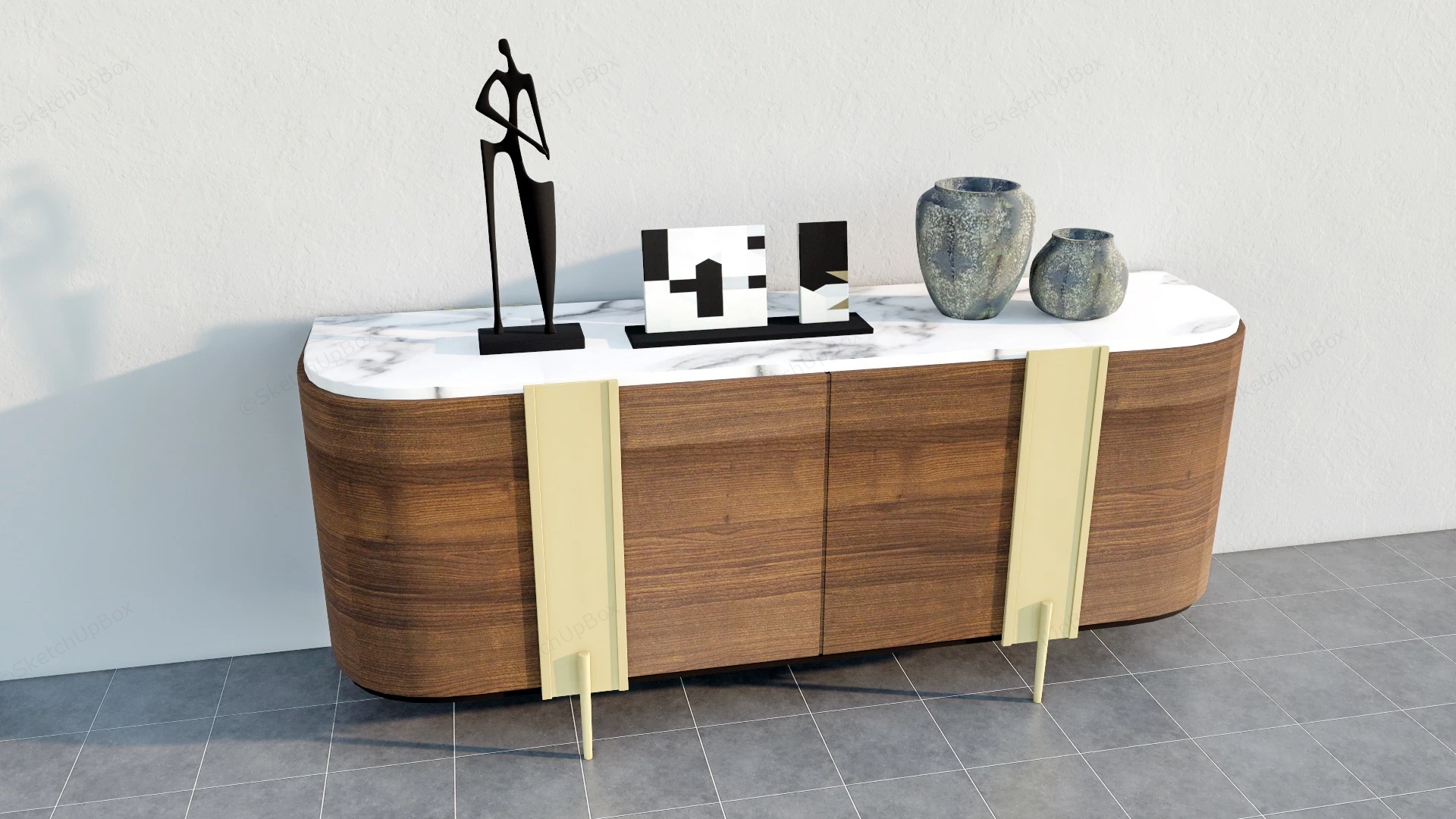 Storage Console Cabinet sketchup model preview - SketchupBox