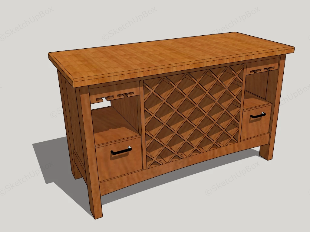 Wine Rack Buffet Cabinet sketchup model preview - SketchupBox