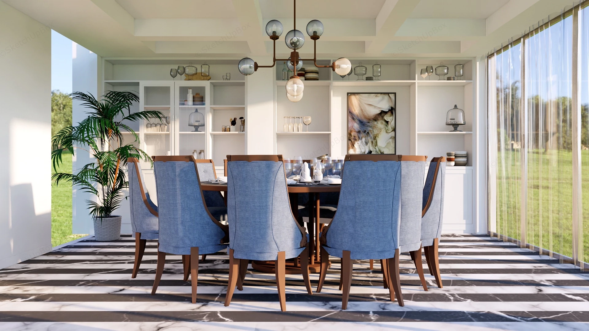 Modern Rustic Dining Room Idea sketchup model preview - SketchupBox