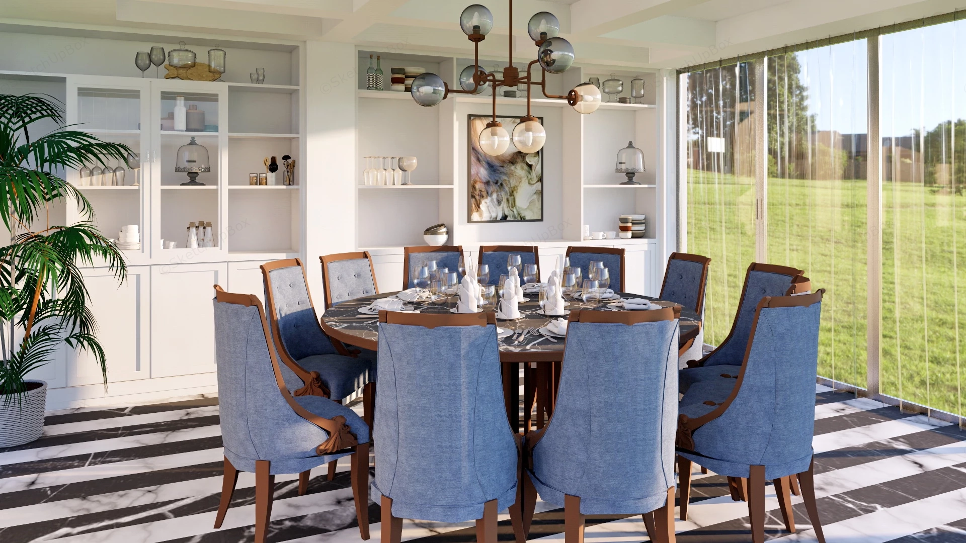 Modern Rustic Dining Room Idea sketchup model preview - SketchupBox