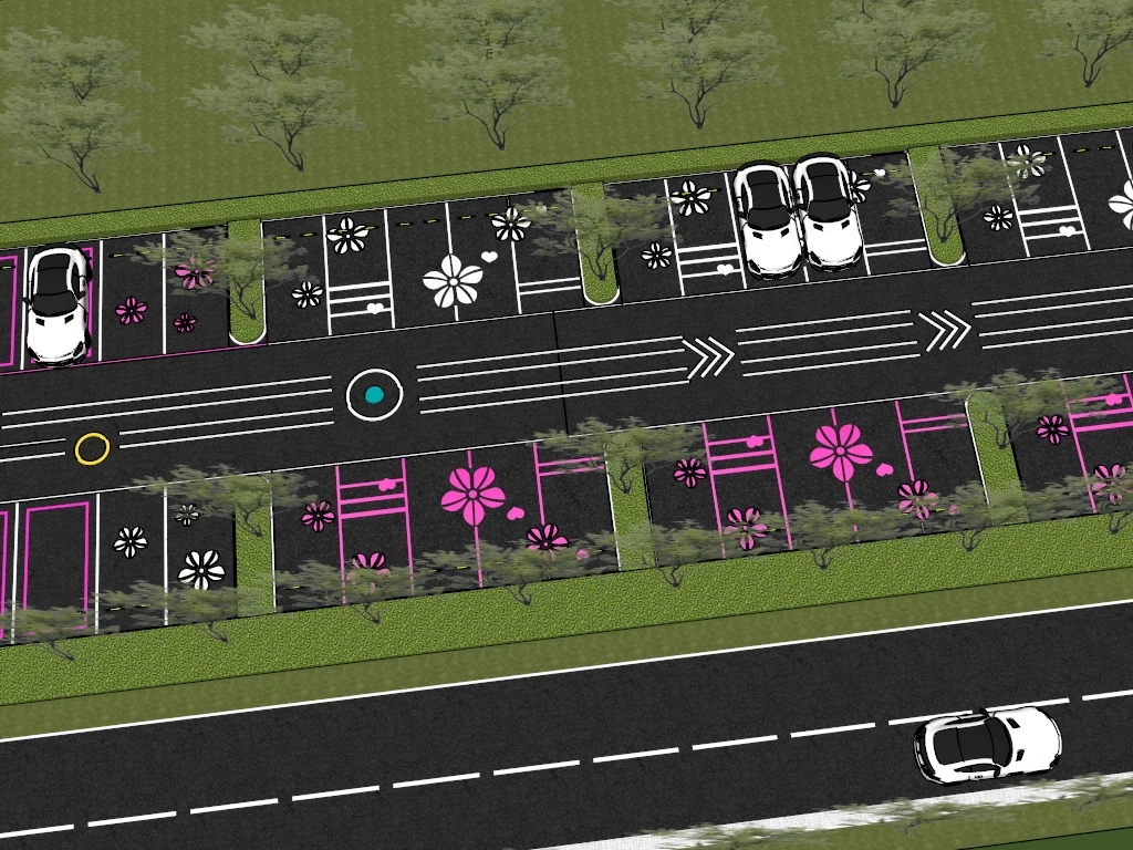 Stylish Parking Lot Design sketchup model preview - SketchupBox