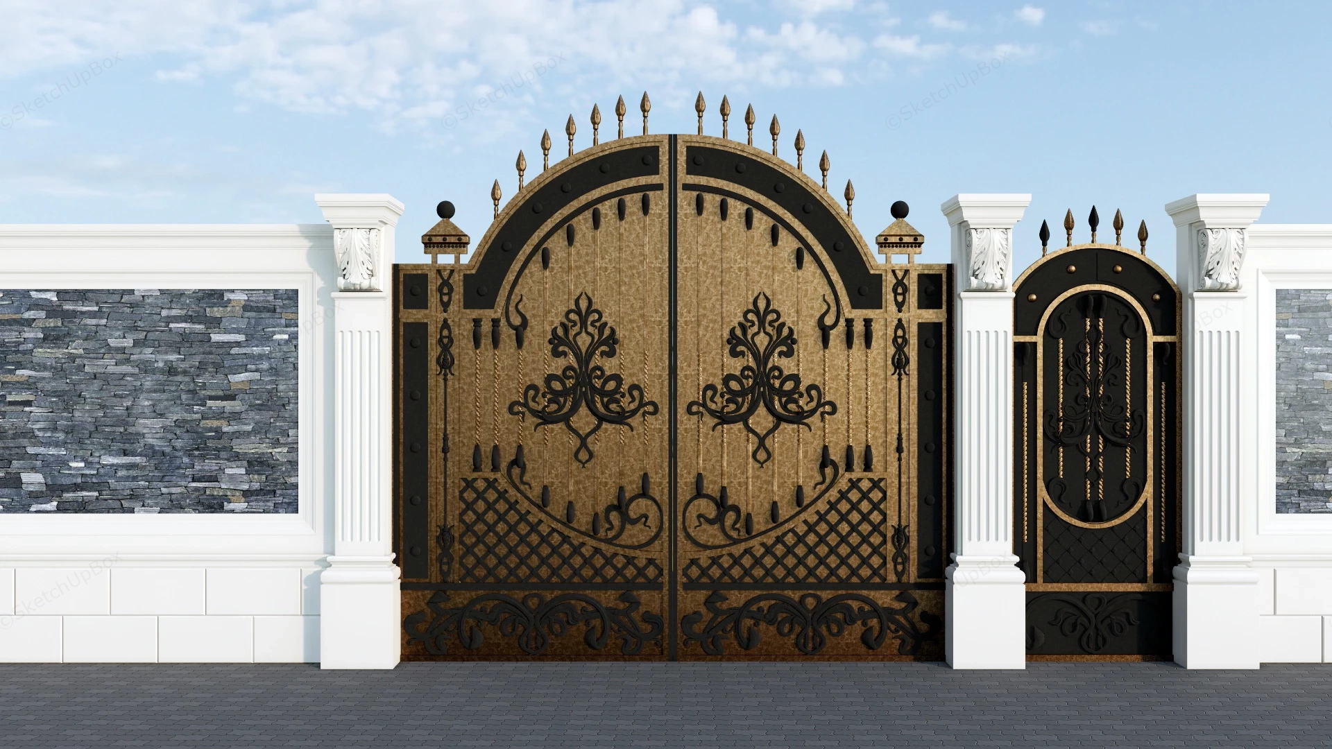 Antique Victorian Style Gate sketchup model preview - SketchupBox