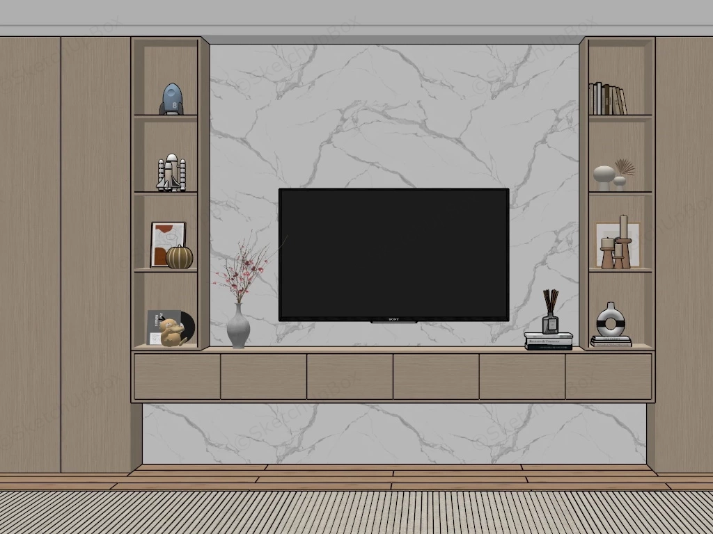 Modern Tv Accent Wall Design sketchup model preview - SketchupBox