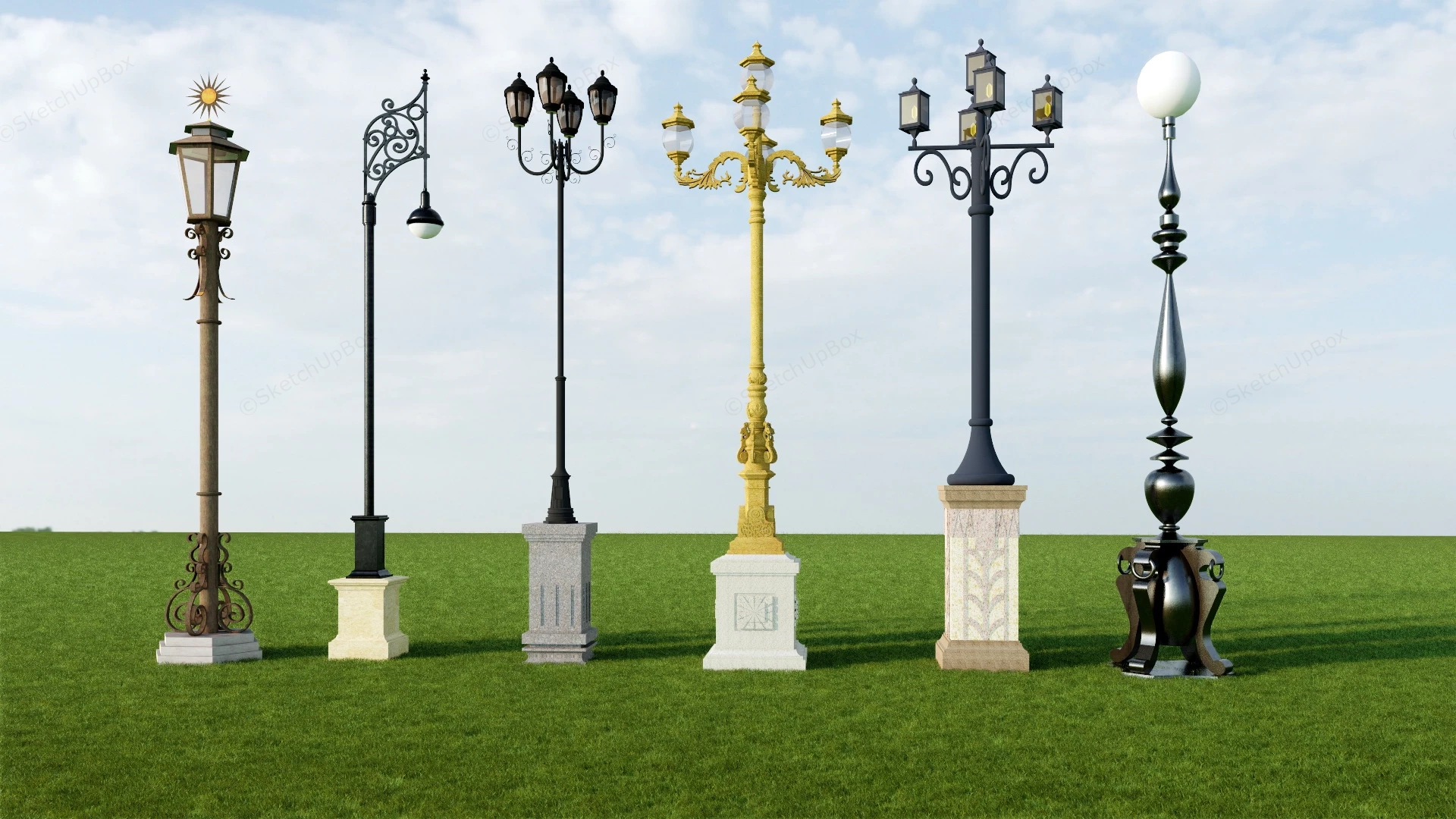 Ornamental Street Lights sketchup model preview - SketchupBox