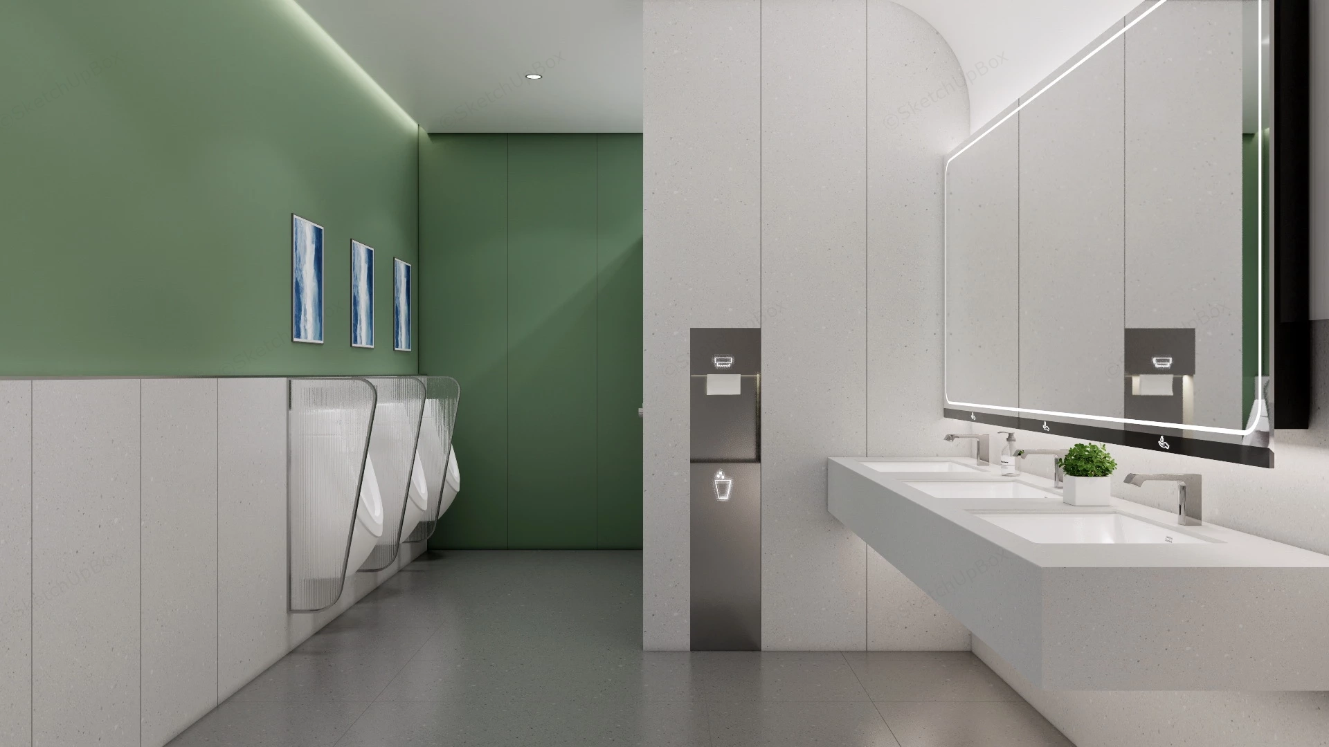Commercial Restroom Design sketchup model preview - SketchupBox
