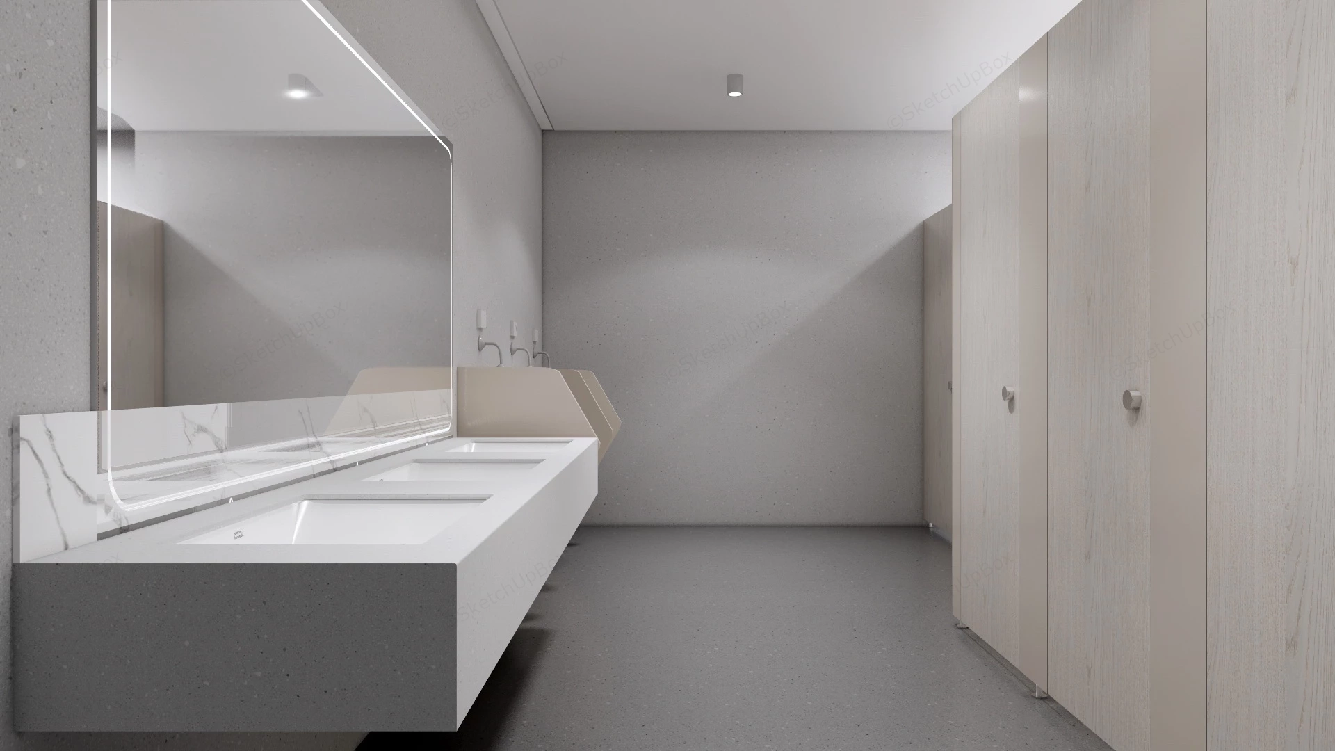 Commercial Restroom Design sketchup model preview - SketchupBox