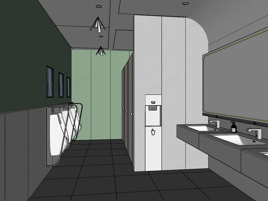Commercial Restroom Design sketchup model preview - SketchupBox