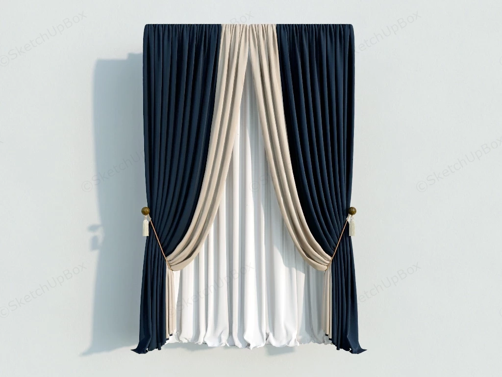 Luxury Living Room Curtains sketchup model preview - SketchupBox