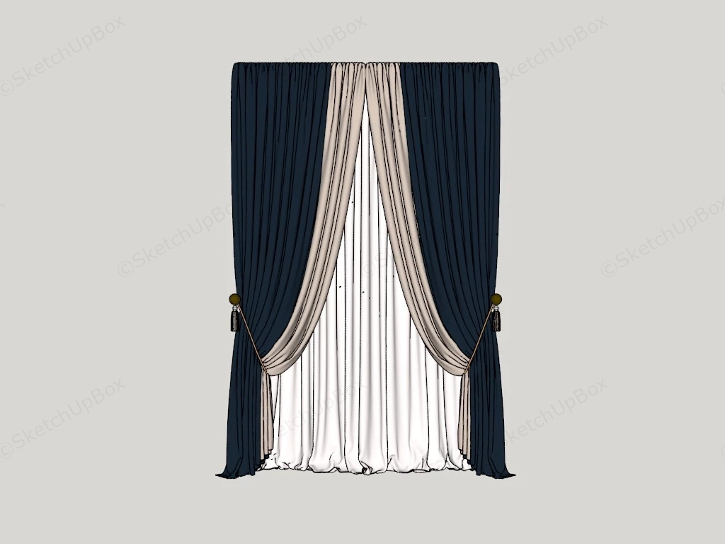 Luxury Living Room Curtains sketchup model preview - SketchupBox