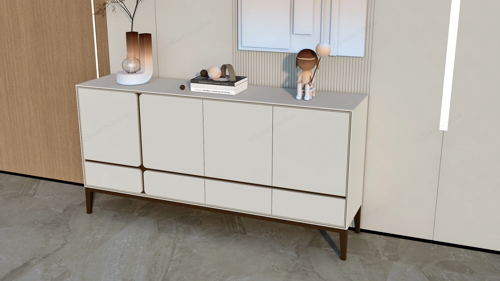 Entryway Accent Console Cabinet sketchup model preview - SketchupBox
