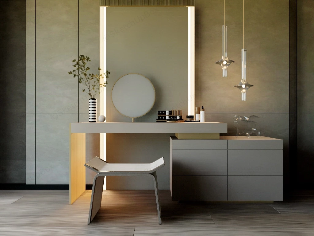 Modern Dressing Vanity With Lighting sketchup model preview - SketchupBox