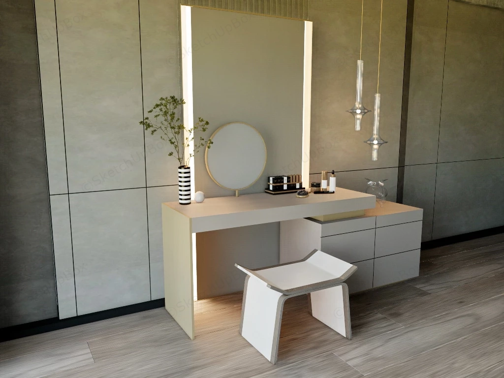 Modern Dressing Vanity With Lighting sketchup model preview - SketchupBox