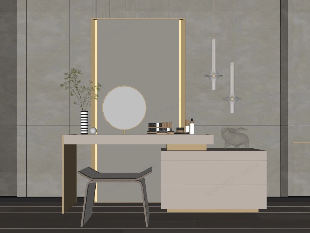 Modern Dressing Vanity With Lighting sketchup model preview - SketchupBox