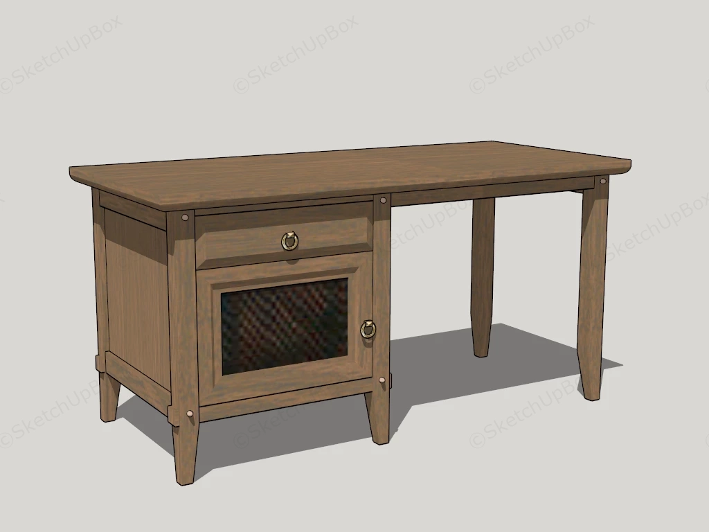 Rustic Home Office Desk sketchup model preview - SketchupBox