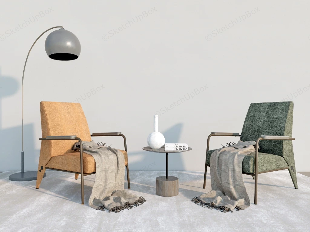 Retro Accent Chair Set sketchup model preview - SketchupBox