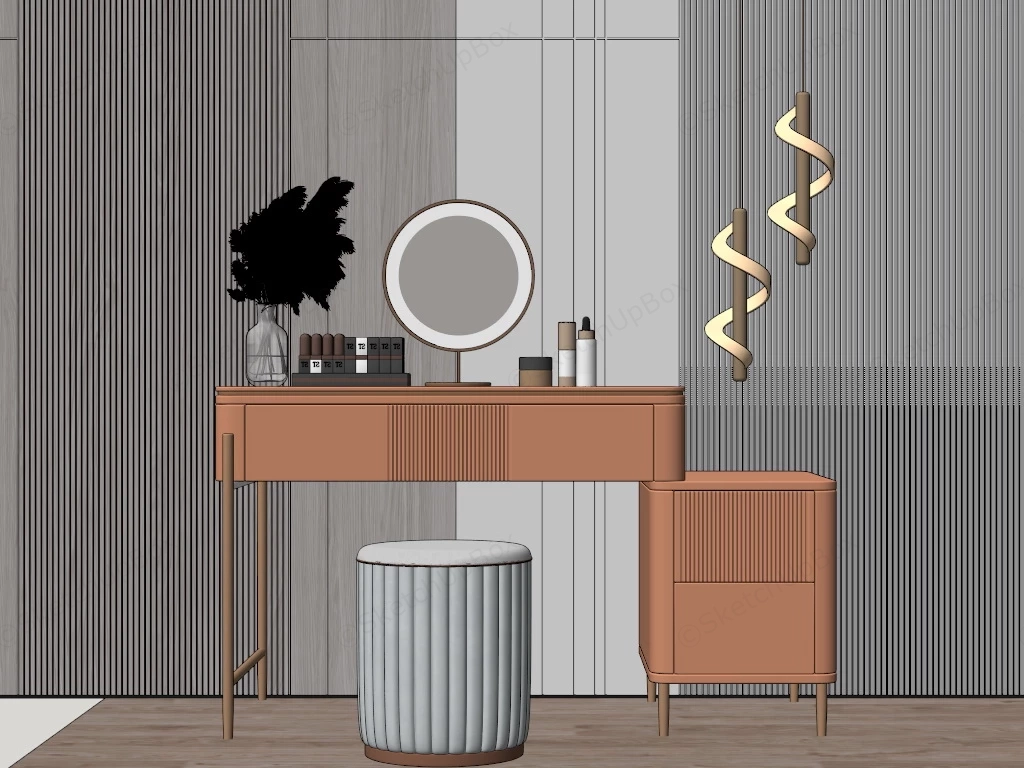 Contemporary Vanity Dressing Table Set sketchup model preview - SketchupBox
