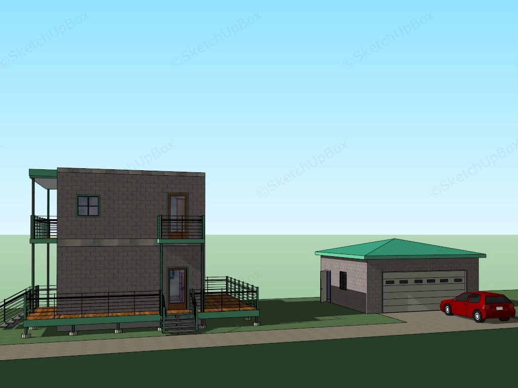 Small Brick Home sketchup model preview - SketchupBox
