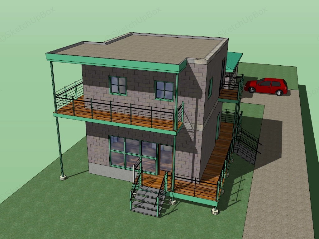 Small Brick Home sketchup model preview - SketchupBox