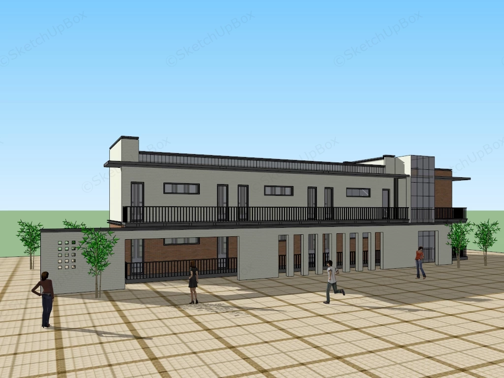 Small Country School sketchup model preview - SketchupBox