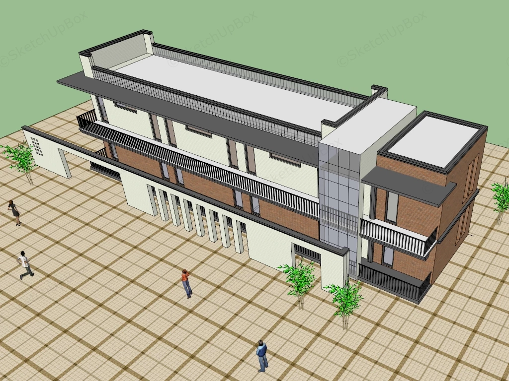 Small Country School sketchup model preview - SketchupBox