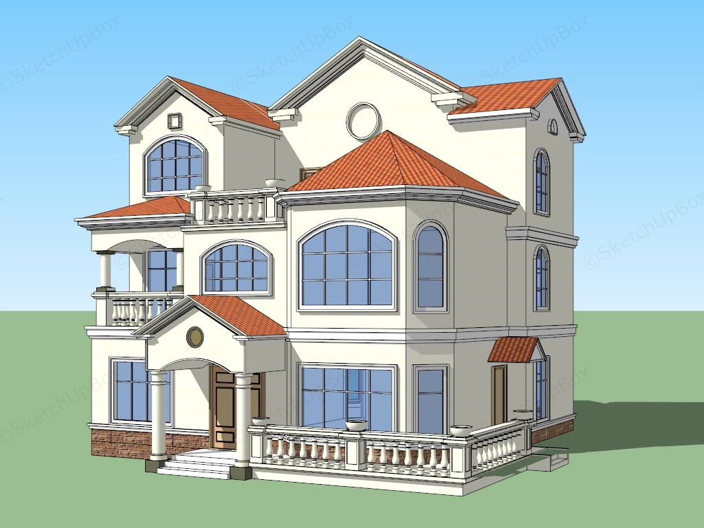 Beautiful Suburban House sketchup model preview - SketchupBox