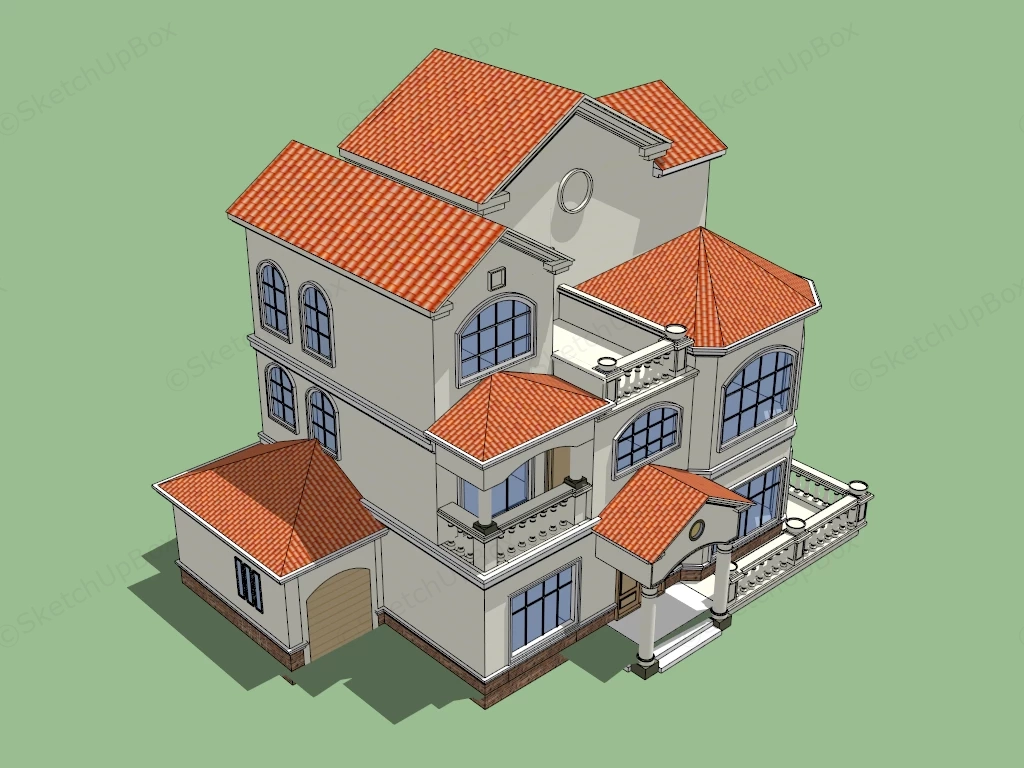 Beautiful Suburban House sketchup model preview - SketchupBox