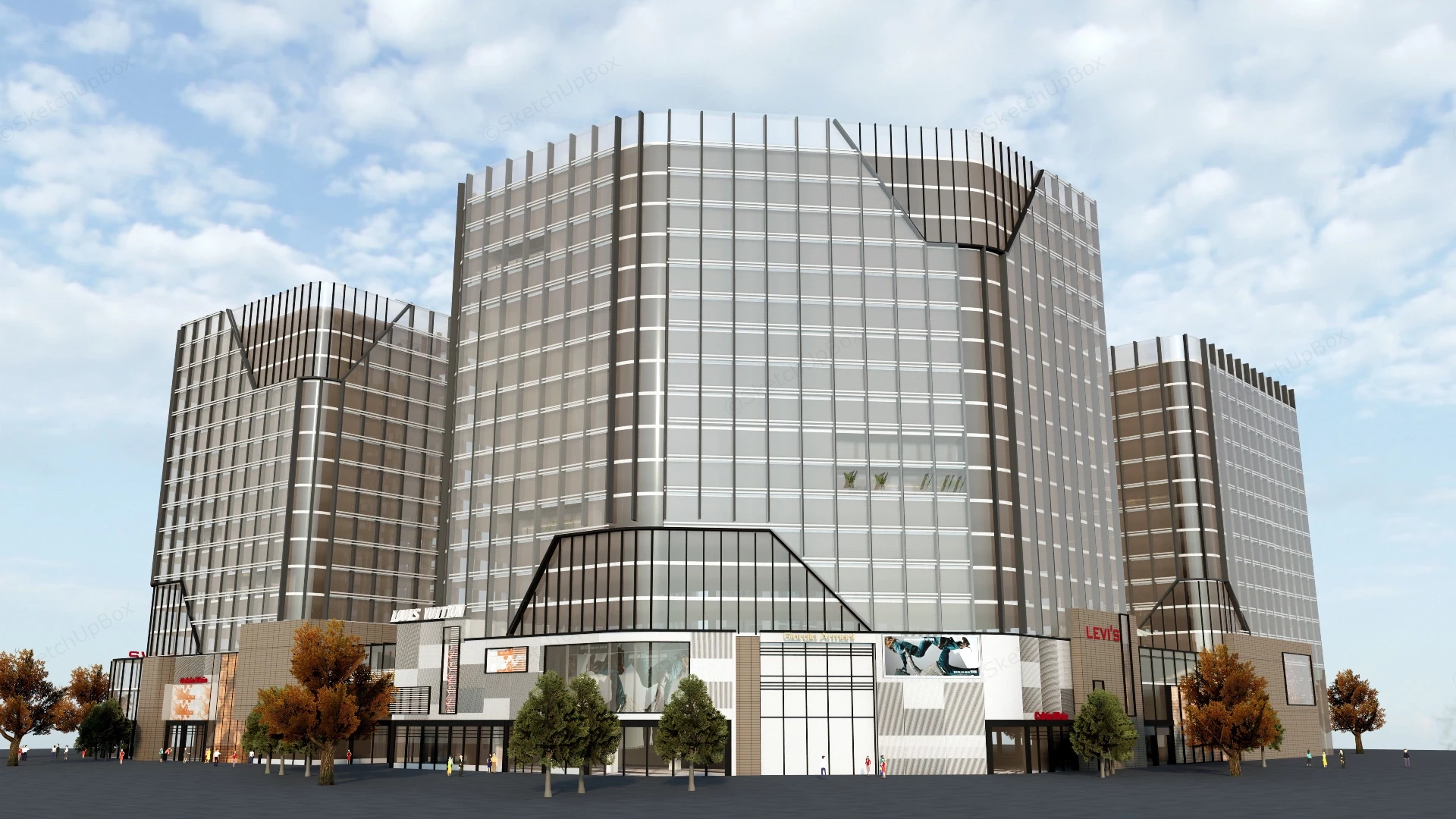 Commercial Center Architecture sketchup model preview - SketchupBox