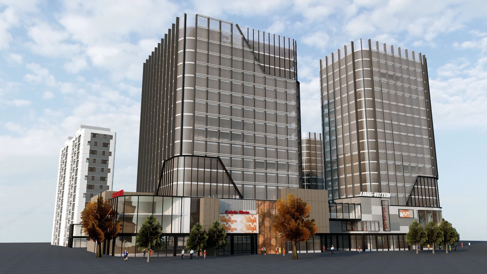 Commercial Center Architecture sketchup model preview - SketchupBox