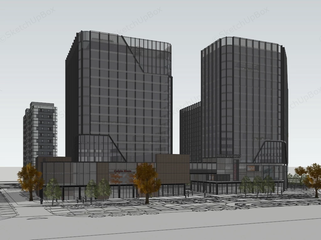 Commercial Center Architecture sketchup model preview - SketchupBox